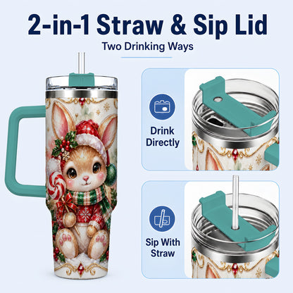 #pl[40oz|Green] Crystal Bunny 40oz Tumbler, Rabbit Stainless Steel Travel Cup