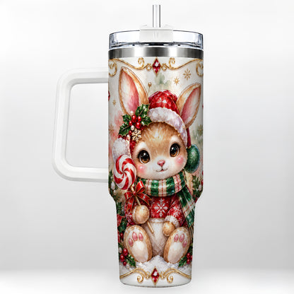 Crystal Bunny 40oz Tumbler, Rabbit Stainless Steel Travel Cup