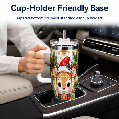 Reindeer 40oz Tumbler, Gingerbread Deer Stainless Steel Travel Cup