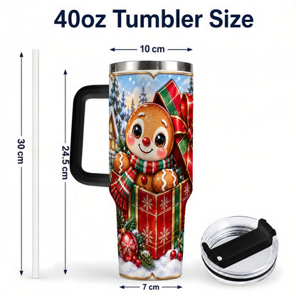 #pl[40oz|Black] Christmas Gingerbread 40oz Tumbler with Handle, Cookie Travel Cup
