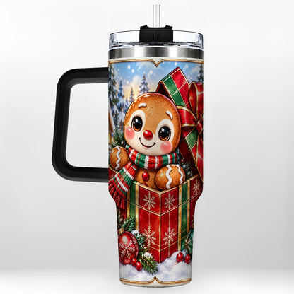 #pl[40oz|Black] Christmas Gingerbread 40oz Tumbler with Handle, Cookie Travel Cup