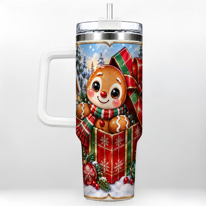 Christmas Gingerbread 40oz Tumbler with Handle, Cookie Travel Cup