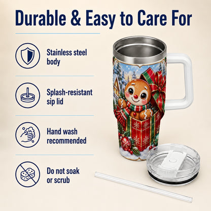 Christmas Gingerbread 40oz Tumbler with Handle, Cookie Travel Cup