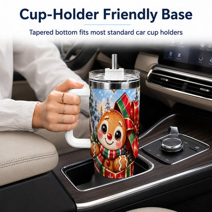Christmas Gingerbread 40oz Tumbler with Handle, Cookie Travel Cup