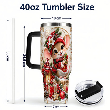 #pl[40oz|Black] Christmas Mouse 40oz Tumbler with Handle, Stainless Steel Travel Cup