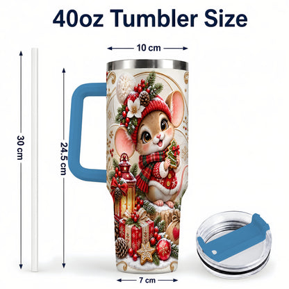 #pl[40oz|Blue] Christmas Mouse 40oz Tumbler with Handle, Stainless Steel Travel Cup