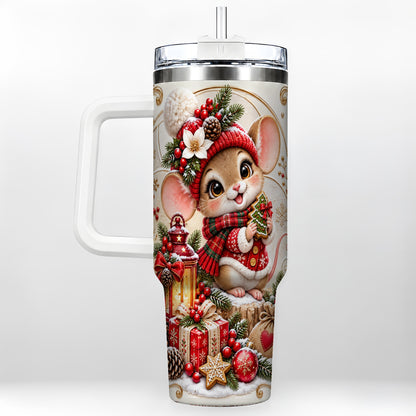 Christmas Mouse 40oz Tumbler with Handle, Stainless Steel Travel Cup