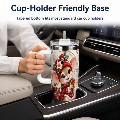 Christmas Mouse 40oz Tumbler with Handle, Stainless Steel Travel Cup
