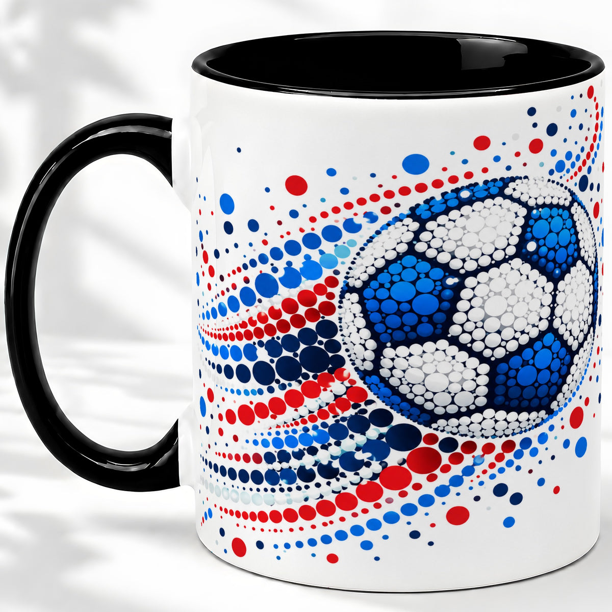 #pl[11oz|Black] Soccer Ball Dot Art Ceramic Mug for Soccer Fans and Game Day