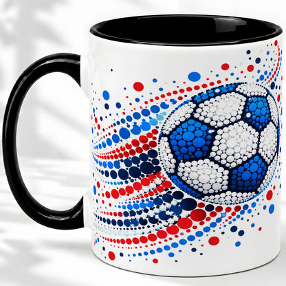 #pl[11oz|Black] Soccer Ball Dot Art Ceramic Mug for Soccer Fans and Game Day