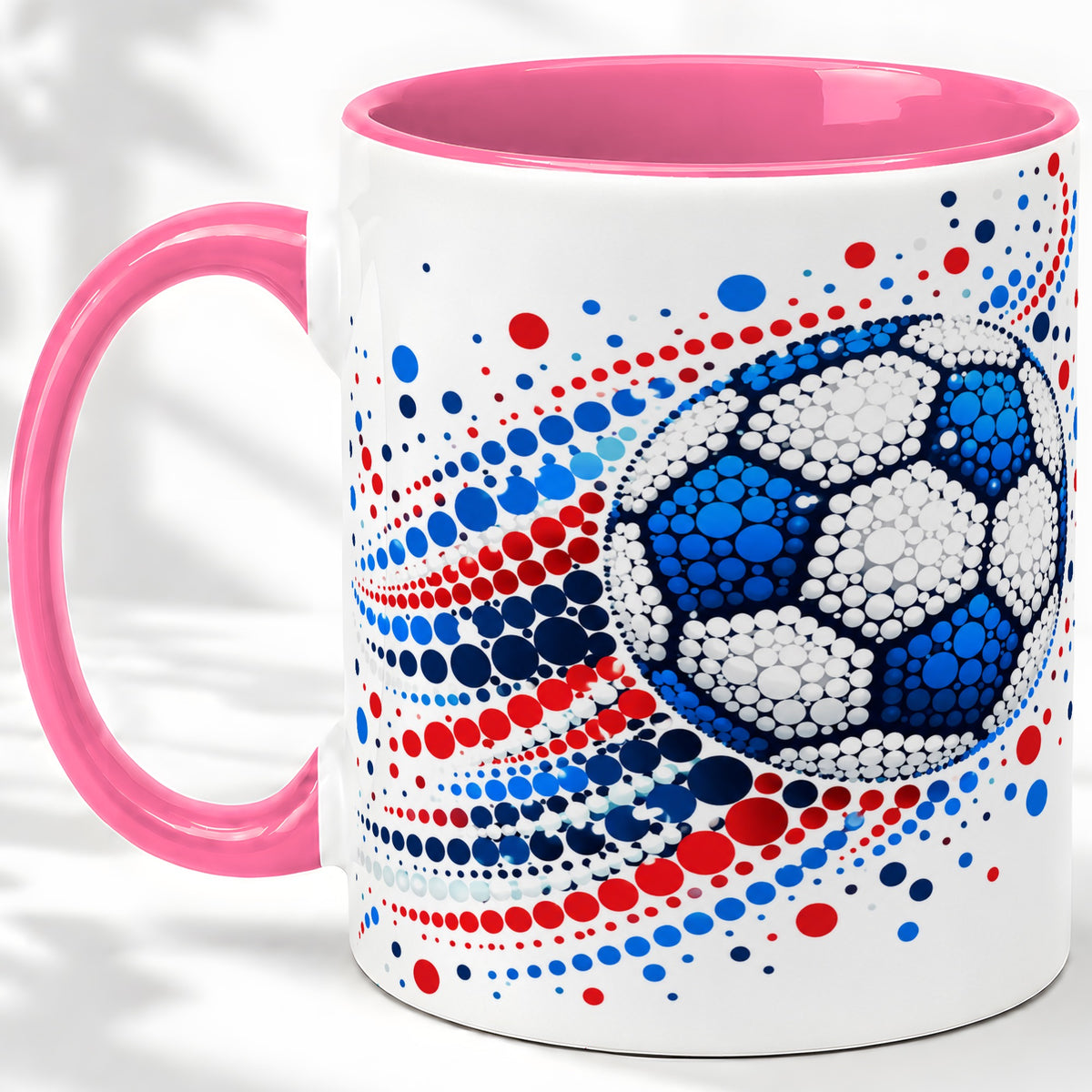 #pl[11oz|Pink] Soccer Ball Dot Art Ceramic Mug for Soccer Fans and Game Day
