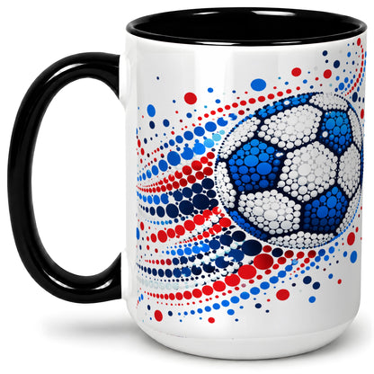#pl[15oz|Black] Soccer Ball Dot Art Ceramic Mug for Soccer Fans and Game Day