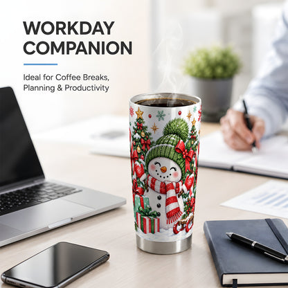 Christmas Snowman 20oz Tumbler with Candy Cane Holiday Artwork