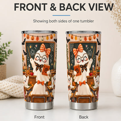 #pl[20oz|Steel] Halloween Ghost Teacher 20oz Tumbler with Classroom Artwork