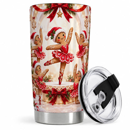Gingerbread Ballerina Christmas 20oz Tumbler with Holiday Artwork