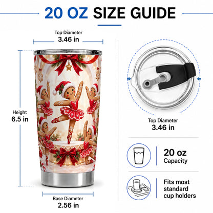 #pl[20oz|Steel] Gingerbread Ballerina Christmas 20oz Tumbler with Holiday Artwork