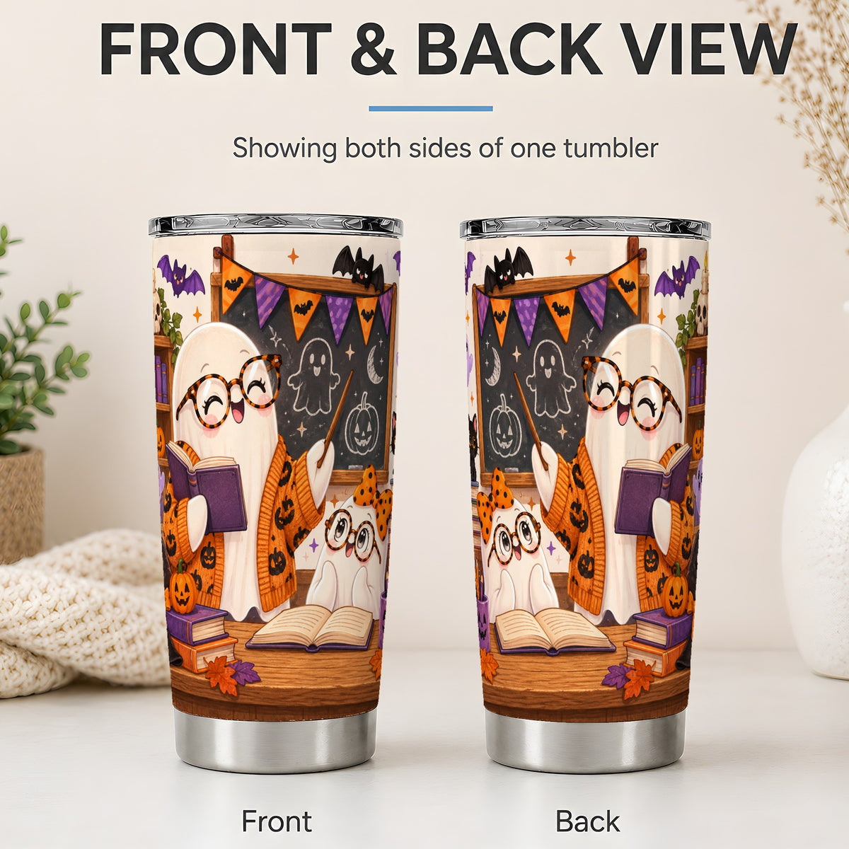 #pl[20oz|Steel] Halloween Ghost Classroom 20oz Tumbler with Teacher Artwork