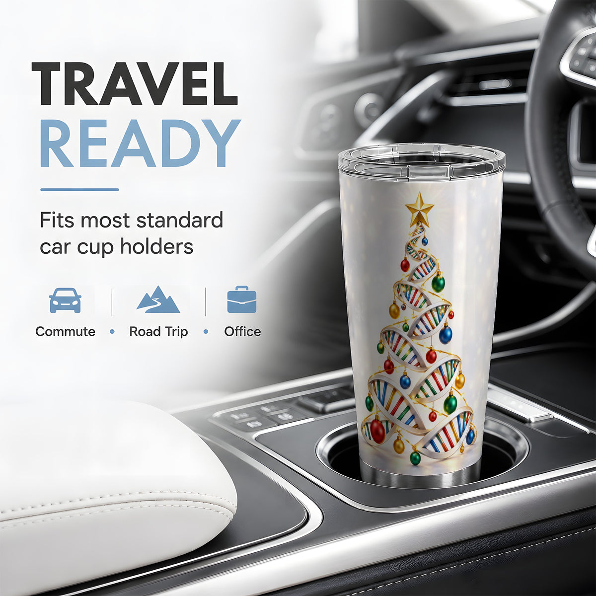 DNA Christmas Tree 20oz Tumbler, Stainless Steel for Science Lovers