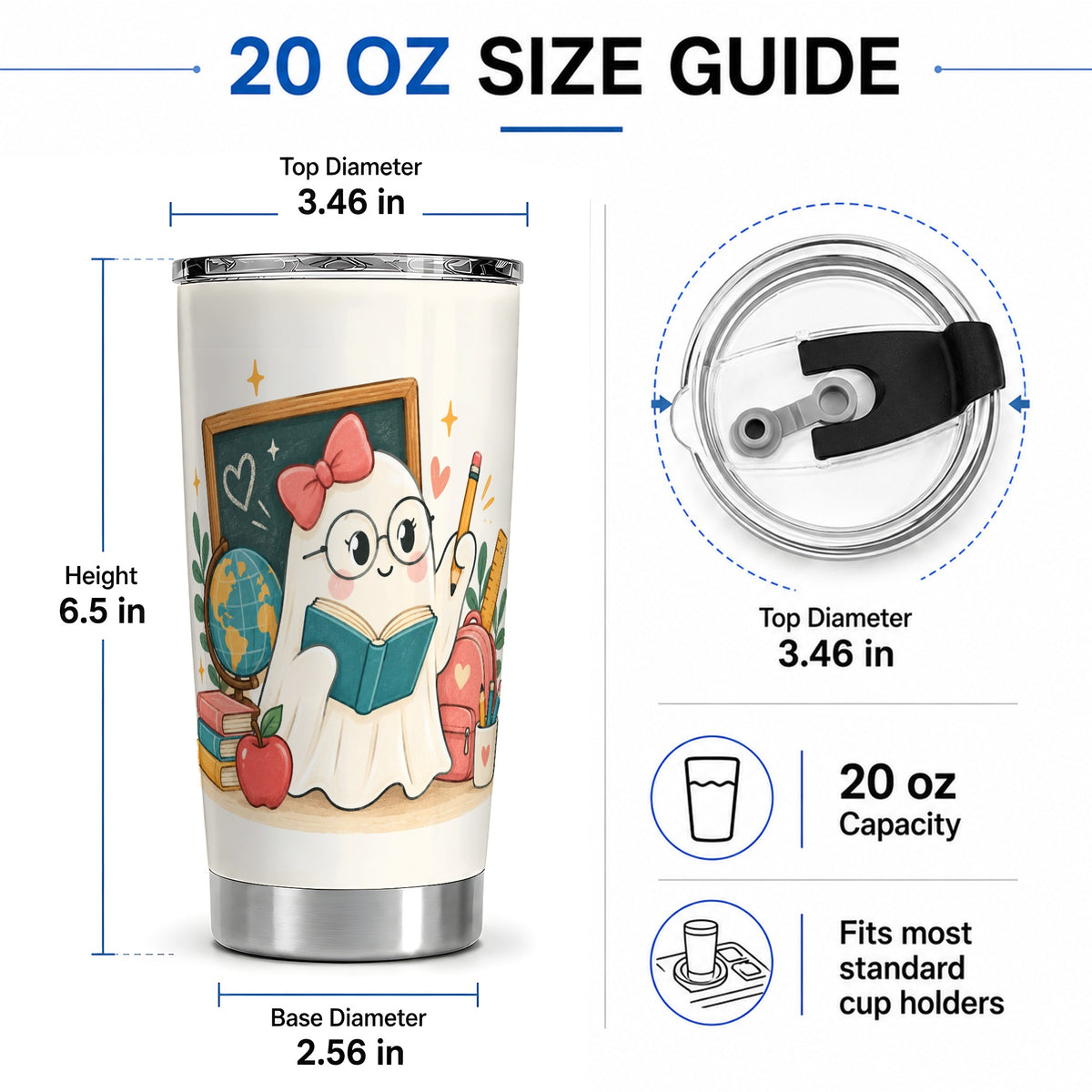 #pl[20oz|Steel] Teacher Ghost Classroom 20oz Tumbler, Stainless Steel for Teachers