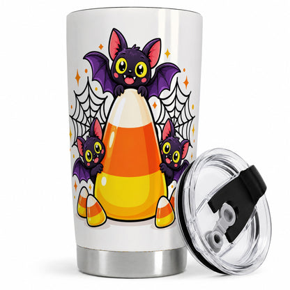 Halloween Bat Candy Corn 20oz Tumbler, Stainless Steel Drinkware
