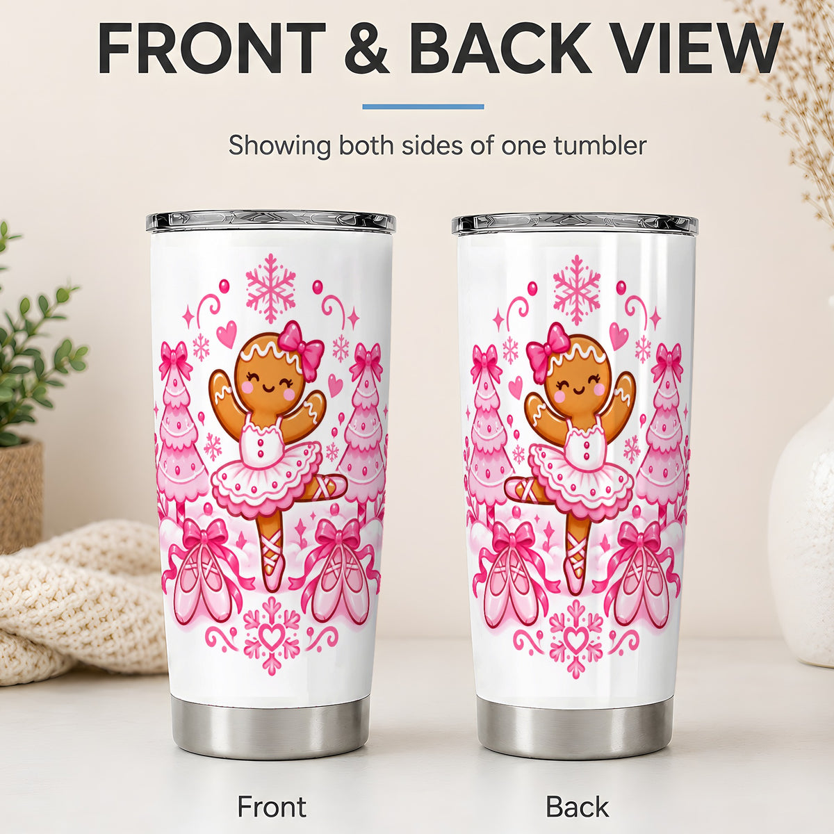 #pl[20oz|Steel] Gingerbread Ballerina Christmas 20oz Tumbler for Ballet Lovers
