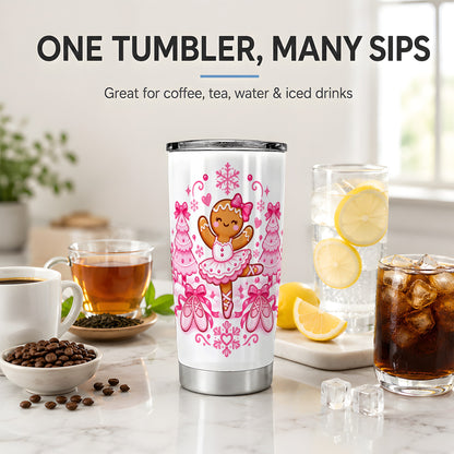 Gingerbread Ballerina Christmas 20oz Tumbler for Ballet Lovers