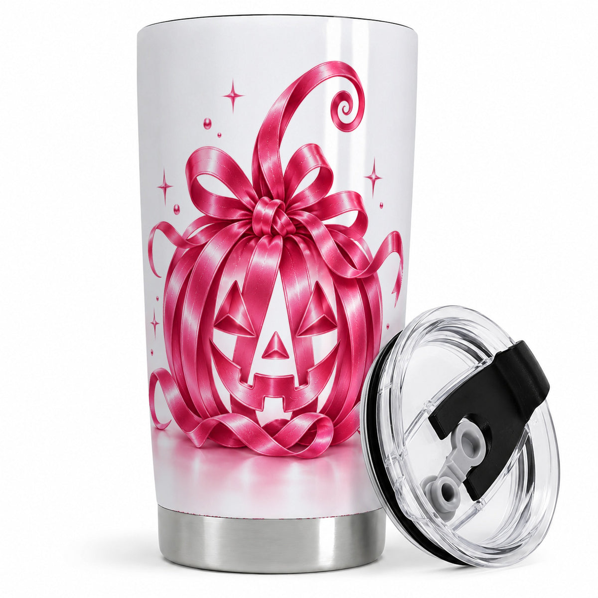 Pink Bow Halloween Pumpkin 20oz Tumbler, Stainless Steel Drinkware