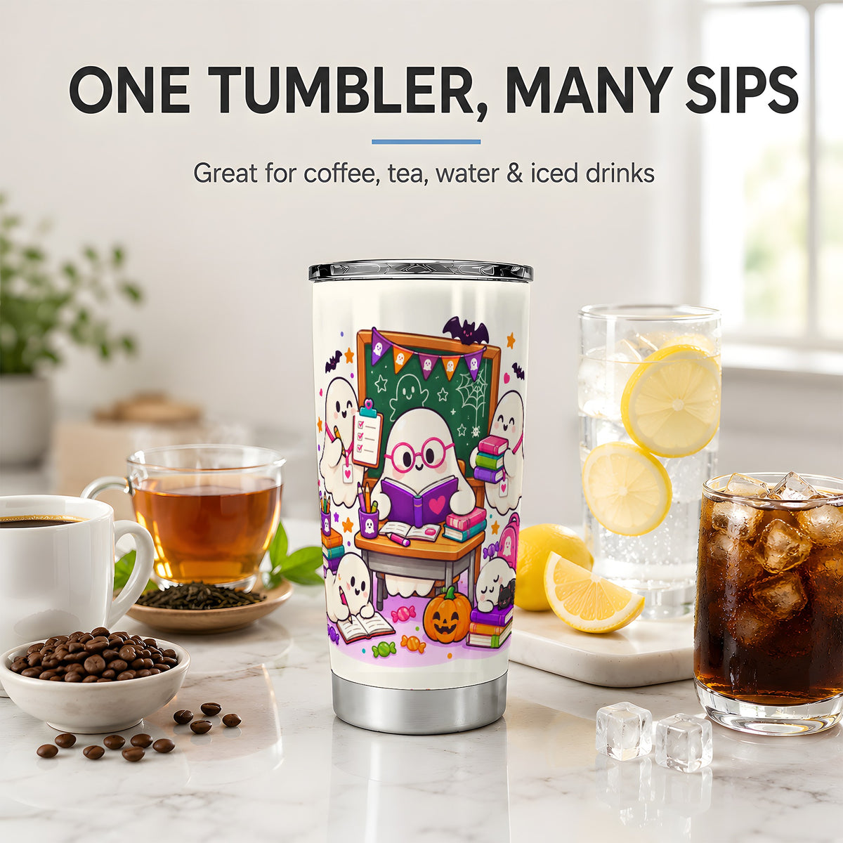 Cute Ghost School Halloween 20oz Tumbler for Teachers