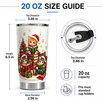#pl[20oz|Steel] Christmas Cat Reading 20oz Tumbler for Cat Lovers