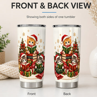 #pl[20oz|Steel] Christmas Cat Reading 20oz Tumbler for Cat Lovers