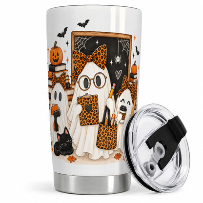 Leopard Ghost Teacher Halloween 20oz Tumbler