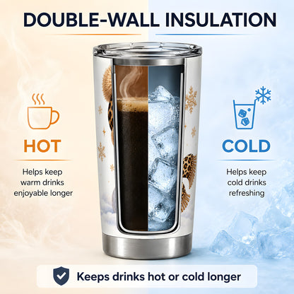 Leopard Snowman Winter 20oz Tumbler with Animal Print Artwork