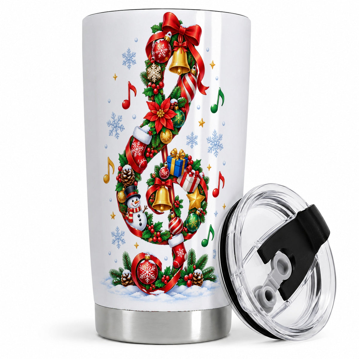 Christmas Music Treble Clef 20oz Tumbler for Music Lovers