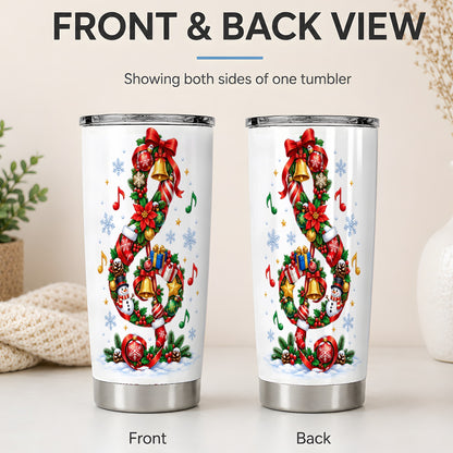 #pl[20oz|Steel] Christmas Music Treble Clef 20oz Tumbler for Music Lovers