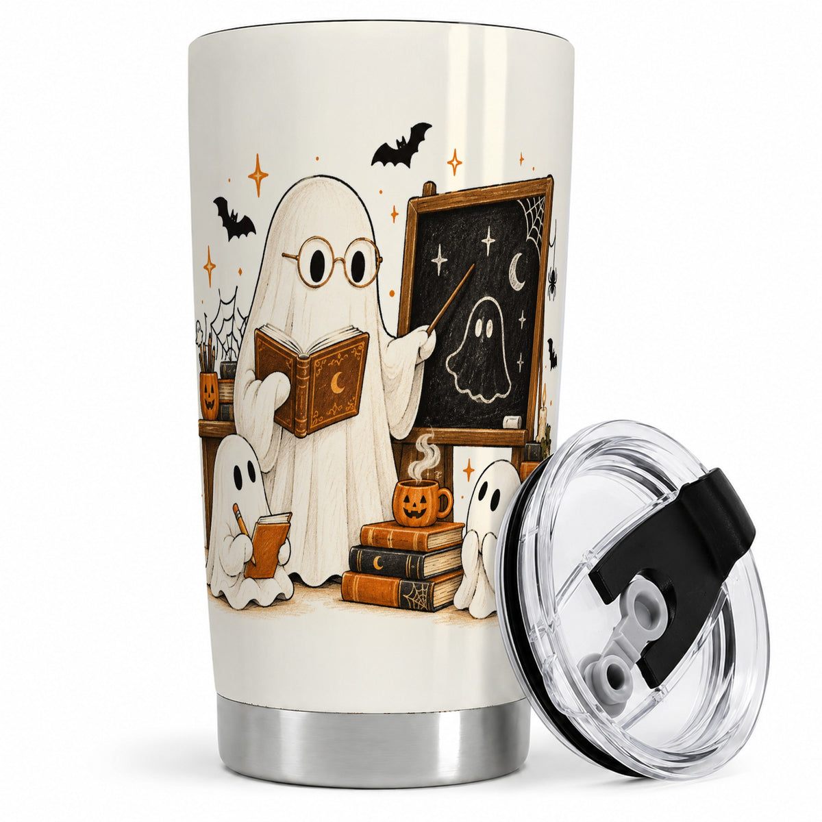Halloween Teacher Ghost 20oz Tumbler, Spooky Classroom Art Drinkware