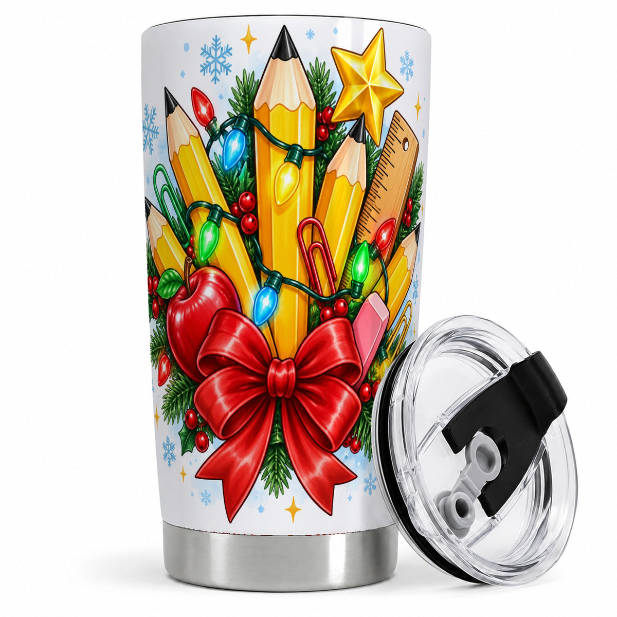 Christmas Teacher 20oz Tumbler, School Supplies Holiday Drinkware