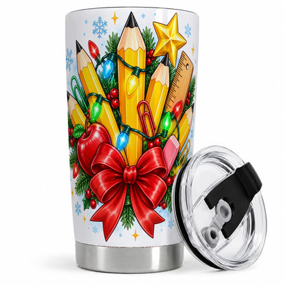 Christmas Teacher 20oz Tumbler, School Supplies Holiday Drinkware