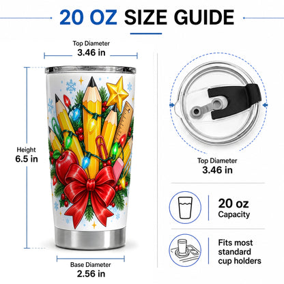 #pl[20oz|Steel] Christmas Teacher 20oz Tumbler, School Supplies Holiday Drinkware