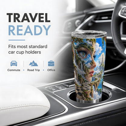 Surreal Fantasy Face 20oz Tumbler, Waterfall Dreamscape Drinkware