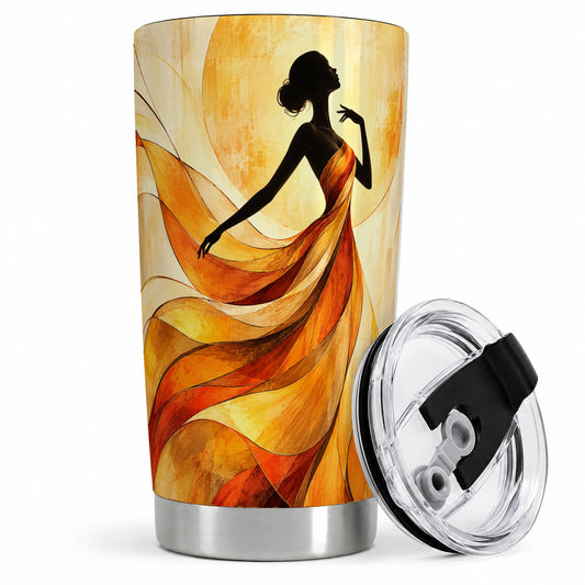 Abstract Woman 20oz Stainless Steel Tumbler with Flowing Dress Artwork