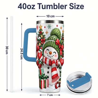 #pl[40oz|Blue] Christmas Snowman 40oz Tumbler with Candy Cane Holiday Artwork