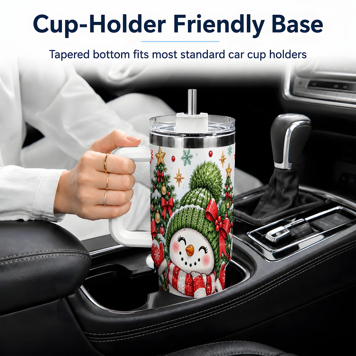 Christmas Snowman 40oz Tumbler with Candy Cane Holiday Artwork