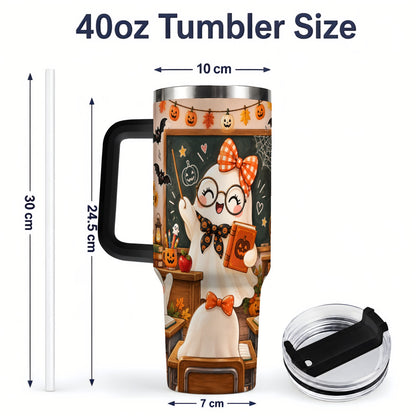 #pl[40oz|Black] Halloween Ghost Teacher 40oz Tumbler with Classroom Artwork