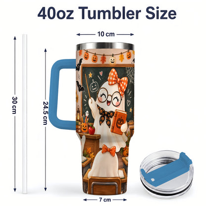 #pl[40oz|Blue] Halloween Ghost Teacher 40oz Tumbler with Classroom Artwork