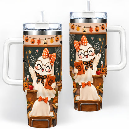 Halloween Ghost Teacher 40oz Tumbler with Classroom Artwork