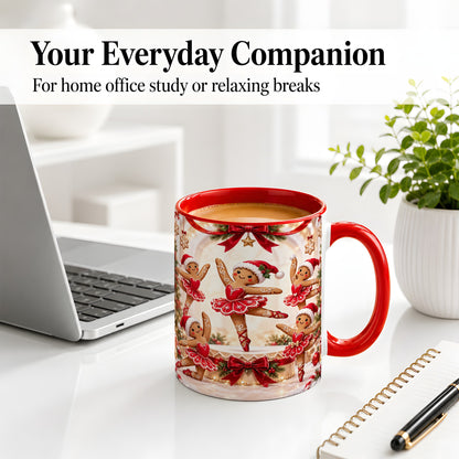 #pl[11oz|Red] Gingerbread Ballerina Christmas Ceramic Mug with Holiday Artwork