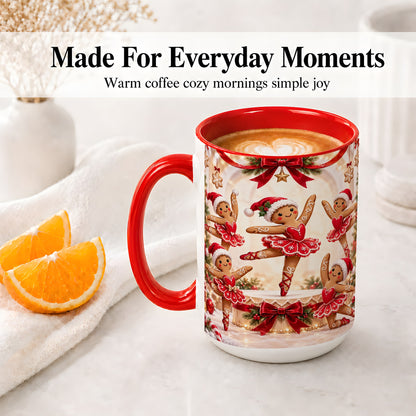 #pl[15oz|Red] Gingerbread Ballerina Christmas Ceramic Mug with Holiday Artwork