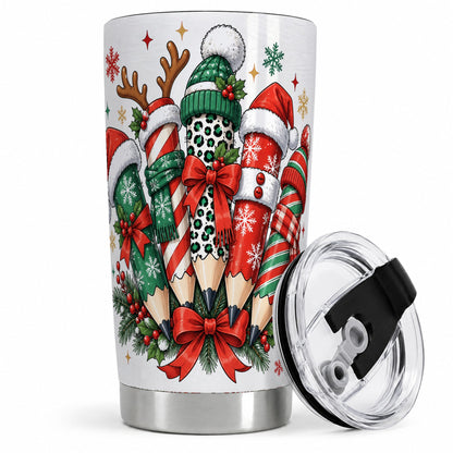 Christmas Pencil 20oz Tumbler, Stainless Steel Drinkware for Teachers