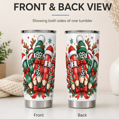 #pl[20oz|Steel] Christmas Pencil 20oz Tumbler, Stainless Steel Drinkware for Teachers