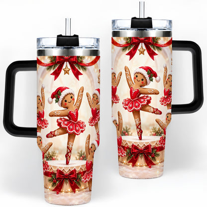 #pl[40oz|Black] Gingerbread Ballerina Christmas 40oz Tumbler with Holiday Artwork